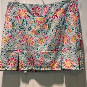 Katherine Way Scottsdale Pleated Skort in Pickle Me Pink Aqua Sz L